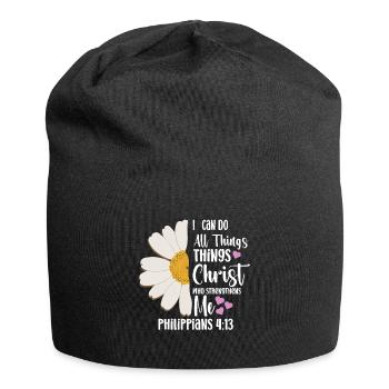 Je peux tout faire à travers la fleur de marguerite du Christ - Bonnet en jersey - noir - Devant