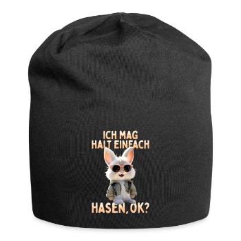 Hase Kaninchen Bunny Ich Mag Halt Einfach Hasen - Jersey-Beanie - Schwarz - Vorne