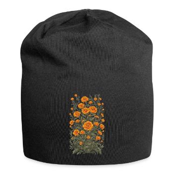 Tagetes Blumen Vintage und Streetwear Design - Jersey-Beanie - Schwarz - Vorne