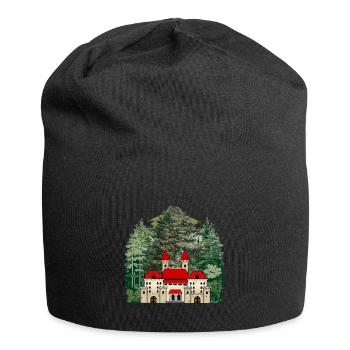 Mittelalter Burg Schloss Festung König Ritter - Jersey-Beanie - Schwarz - Vorne