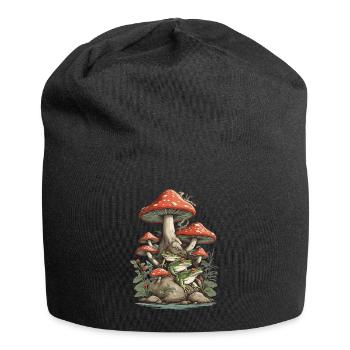 Natur Vintage Frosch Design Streetwear Aesthetic - Jersey-Beanie - Schwarz - Vorne