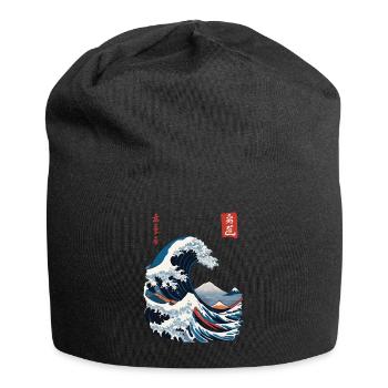 Vintage Japon vague voilier capitaine esthétique - Bonnet en jersey - noir - Devant