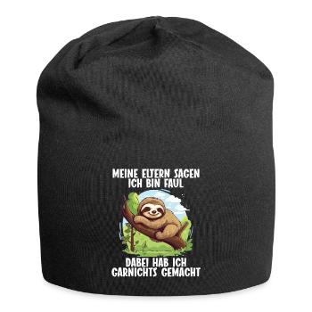 Meine Eltern Alle sagen ich bin faul Faultier - Jersey-Beanie - Schwarz - Vorne