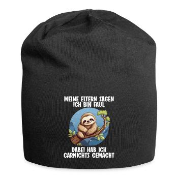 Meine Eltern Alle sagen ich bin faul Faultier - Jersey-Beanie - Schwarz - Vorne