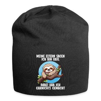 Meine Eltern Alle sagen ich bin faul Faultier - Jersey-Beanie - Schwarz - Vorne
