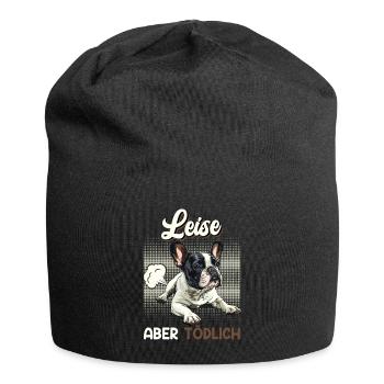 Französische Bulldogge LEISE ABER TÖDLICH Lustiges - Jersey-Beanie - Schwarz - Vorne