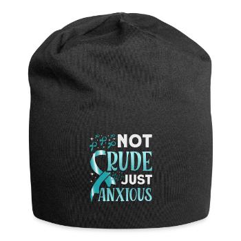 Teal Ribbon PTSD Stress Anxiety Disorder - Jersey Beanie - black - Front