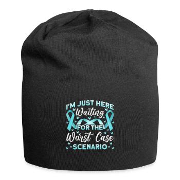 Teal Ribbon PTSD Stress Anxiety Disorder - Jersey Beanie - black - Front