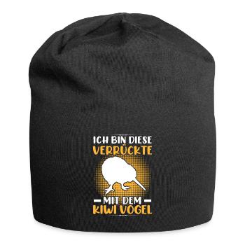 Verrückte mit Kiwi Vogel Schnepfenstrauß - Jersey-Beanie - Schwarz - Vorne