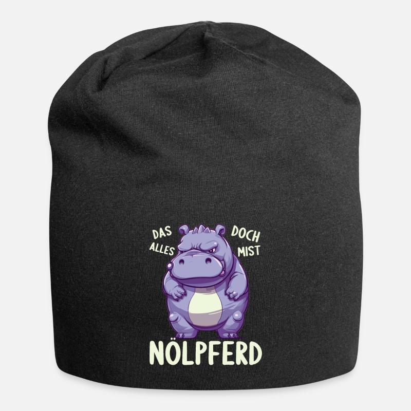 Nilpferd Hippo meckern Meckerer Nölpferd - Jersey-Beanie - Schwarz