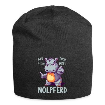 Nilpferd Hippo meckern Meckerer Nölpferd - Jersey-Beanie - Anthrazit - Vorne