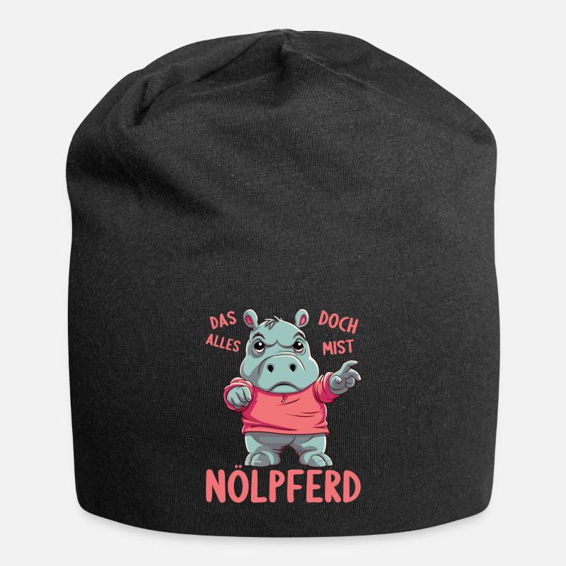 Nilpferd Hippo meckern Meckerer Nölpferd - Jersey-Beanie - Schwarz