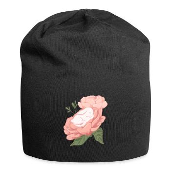 Lapin, Printemps, Floral, Lapin de Pâques, Pâques - Bonnet en jersey - noir - Devant