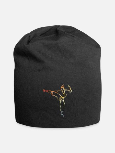 Vintage Karateka Zeichnung - Jersey-Beanie - Schwarz