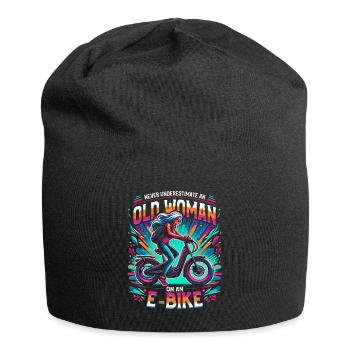Never Underestimate An Old Woman On An E-Bike - Jersey Beanie - black - Front