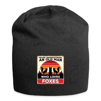 Never Underestimate An Old Man Who Loves Foxes Fox - Jersey Beanie - black - Front