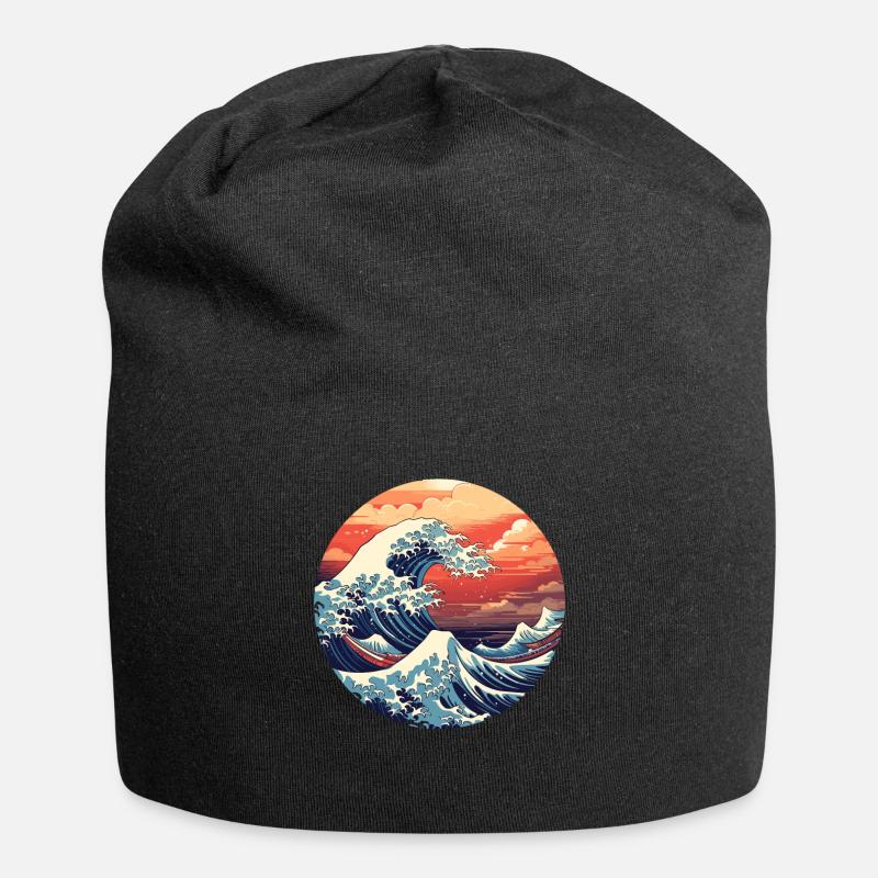 Große Welle The Great Wave Kanagawa - Jersey-Beanie - Schwarz