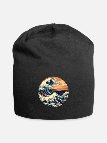 Große Welle The Great Wave Kanagawa - Jersey-Beanie - Schwarz
