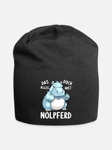 Nilpferd Hippo meckern Meckerer Nölpferd - Jersey-Beanie - Schwarz