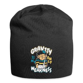 Die Schwerkraft ist meine einzige Schwäche, gebrochener Fingerknochen - Jersey-Beanie - Schwarz - Vorne