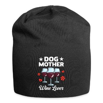 Dog mother and wine lover - Jersey Beanie - black - Front