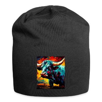 Portrait Taureau Taureau - Bonnet en jersey - noir - Devant