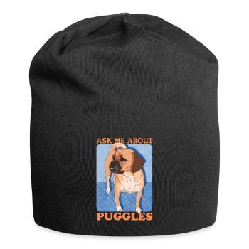 Puggle chiens propriétaires de chiens chien propriétaire cadeau - Bonnet en jersey - noir - Devant