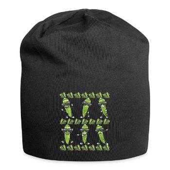 Dancing okra with sunglasses okra - Jersey Beanie - black - Front