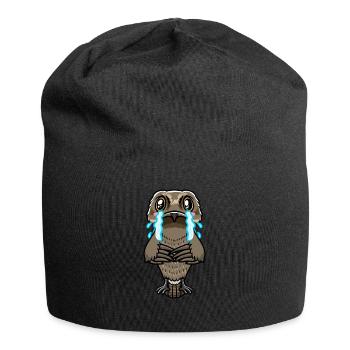 Daytime Sleeper Bird Kawaii Emoticon - Jersey Beanie - black - Front