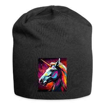 Einhorn Portrait - Jersey-Beanie - Schwarz - Vorne