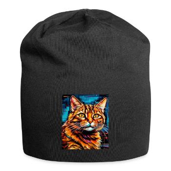 Cat Portrait - Jersey Beanie - black - Front