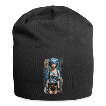 Blue Angel with Mechanical Heart - Jersey Beanie - black - Front