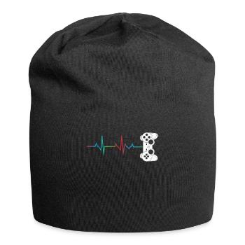 Gamer Heartbeat Controller Retro Video Game Lover - Jersey Beanie - black - Front