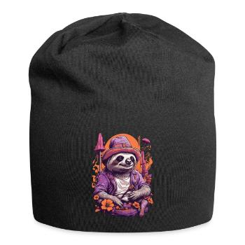 Faultier Psychedelic Art Musik Festival Wald Pilze - Jersey-Beanie - Schwarz - Vorne