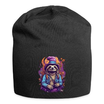 Faultier Psychedelic Art Wald Pilze Musik Festival - Jersey-Beanie - Schwarz - Vorne