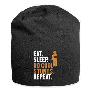 Manger, dormir, faire des cascades cool, répéter, doigt cassé - Bonnet en jersey - noir - Devant