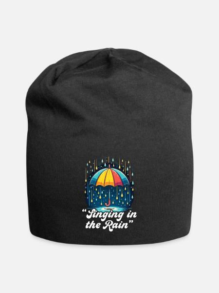 Bunter Schirm im Regen Song - Jersey-Beanie - Schwarz