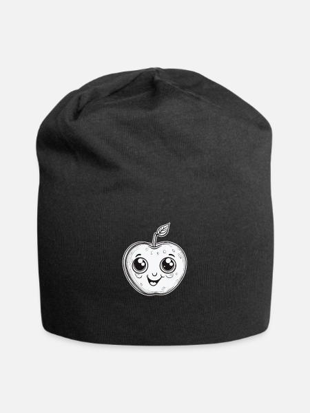 Cute Kawaii Apple for Fruit Lovers - Jersey Beanie - black