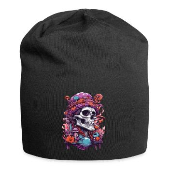 Psychedelic Skull Wald Pilze Musik Festival Art - Jersey-Beanie - Schwarz - Vorne
