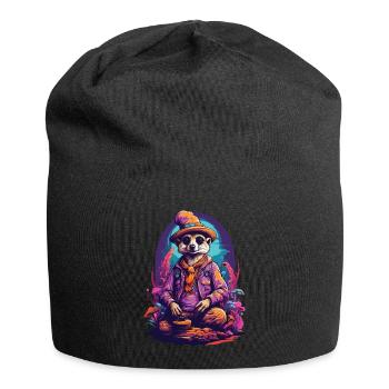 Lebendige Farben Musik Festival Wald Pilze - Jersey-Beanie - Schwarz - Vorne