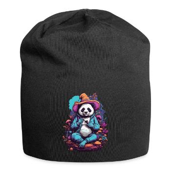 Pandabär Psychedelic Art Wald Pilze Musik Festival - Jersey-Beanie - Schwarz - Vorne