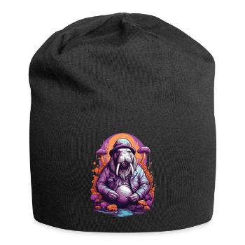 Lebendige Farben Wald Pilze Psychedelic Art - Jersey-Beanie - Schwarz - Vorne