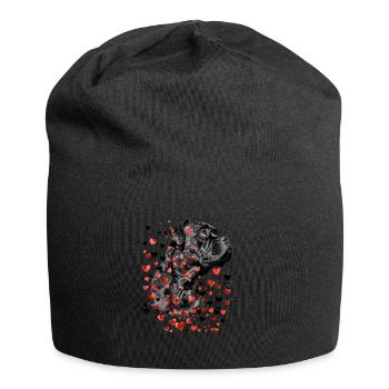 Cane Corso Hund mit Herzen für Cane Corso - Jersey-Beanie - Schwarz - Vorne