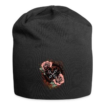 Tatouage coeur brisé avec des épines et des roses - Bonnet en jersey - noir - Devant