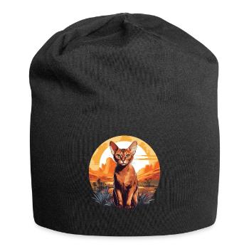 Chat d’Abyssinie Abessinierkatze - Bonnet en jersey - noir - Devant