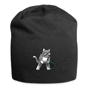 Funny Tennis Cat - Jersey Beanie - black - Front