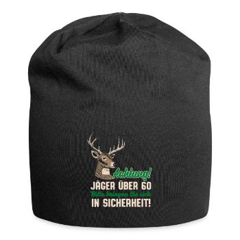 Hunter Over 60 Funny Sayings Deer Hunting Humor - Jersey Beanie - black - Front