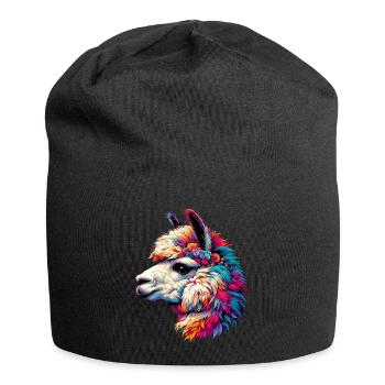 Alpaka - Jersey-Beanie - Schwarz - Vorne