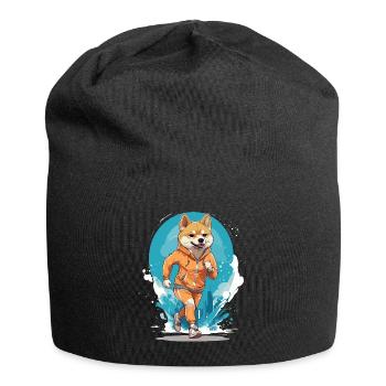 Running Shiba Dog Thrills Jogger - Jersey Beanie - black - Front