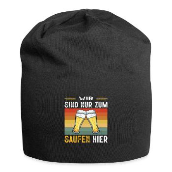 Wir Sind Nur Zum Saufen Hier Bier Partyurlaub JGA - Jersey-Beanie - Schwarz - Vorne